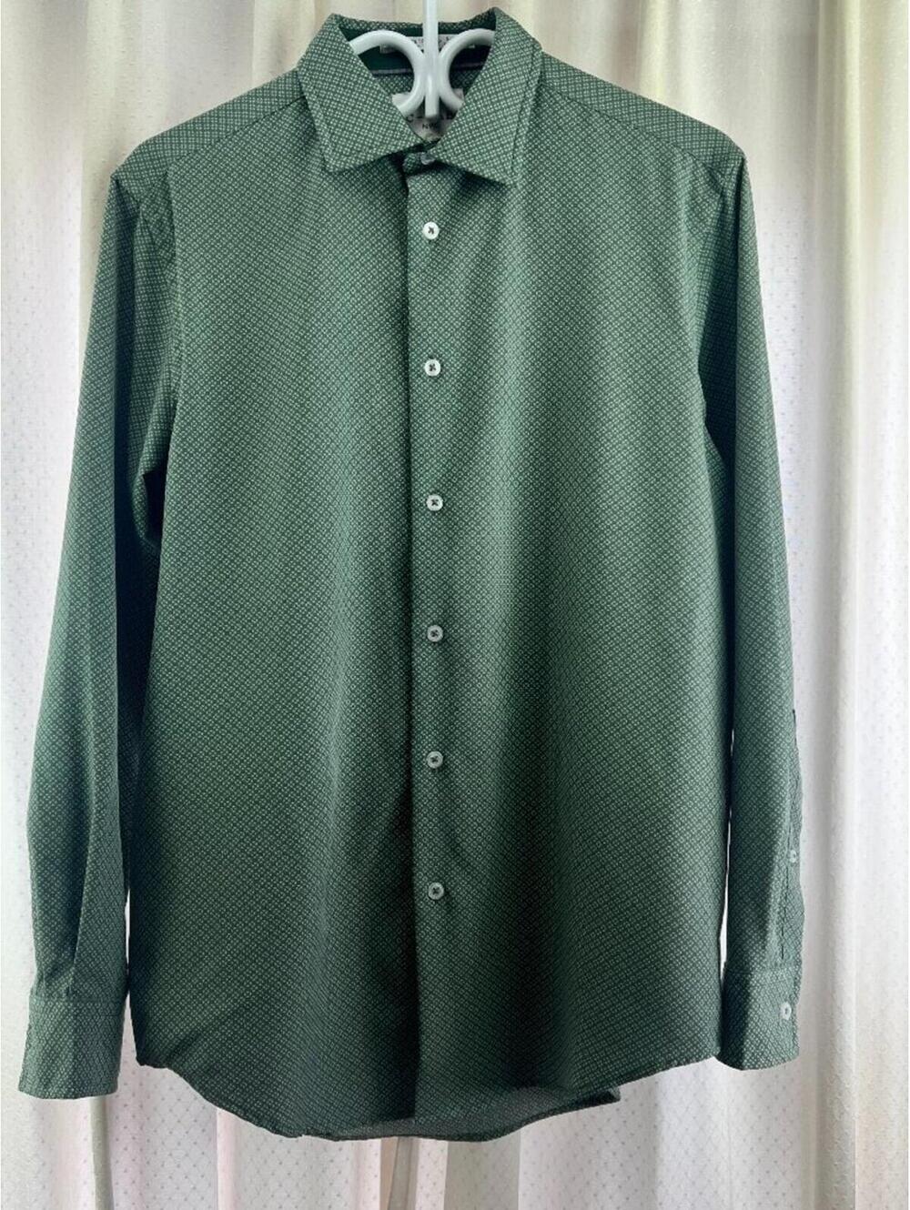 C-LAB NYC Dress Shirt Men's Small Slim Fit Recycled Fibres Green